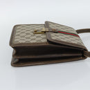 GUCCI GG Supreme Web Sherry Line Shoulder Bag PVC Beige Gold Auth gh2212-4