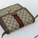 GUCCI GG Supreme Web Sherry Line Shoulder Bag PVC Beige Gold Auth gh2212-6