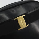 Salvatore Ferragamo Vala Shoulder Bag Leather Black Gold Auth gh2213-17