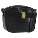 Salvatore Ferragamo Vala Shoulder Bag Leather Black Gold Auth gh2213-1