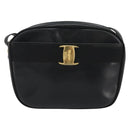 Salvatore Ferragamo Vala Shoulder Bag Leather Black Gold Auth gh2213-13