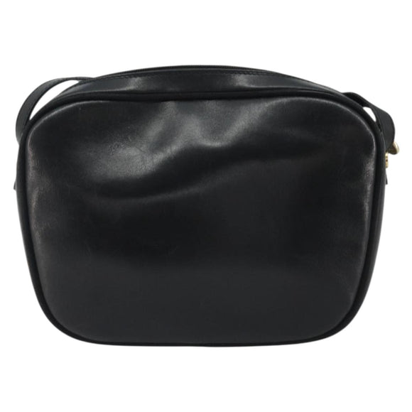 Salvatore Ferragamo Vala Shoulder Bag Leather Black Gold Auth gh2213