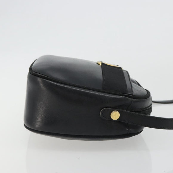 Salvatore Ferragamo Vala Shoulder Bag Leather Black Gold Auth gh2213