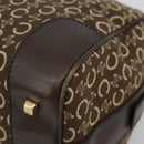 CELINE C Macadam Canvas Boston Bag Brown Gold Auth gh2216A-9