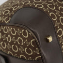 CELINE C Macadam Canvas Boston Bag Brown Gold Auth gh2216A-14