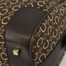 CELINE C Macadam Canvas Boston Bag Brown Gold Auth gh2216A-15