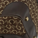 CELINE C Macadam Canvas Boston Bag Brown Gold Auth gh2216A-16