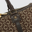 CELINE C Macadam Canvas Boston Bag Brown Gold Auth gh2216A-17