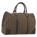 CELINE C Macadam Canvas Boston Bag Brown Gold Auth gh2216A-1