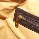 CELINE C Macadam Canvas Boston Bag Brown Gold Auth gh2216A-21