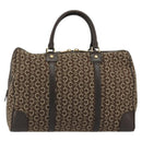 CELINE C Macadam Canvas Boston Bag Brown Gold Auth gh2216A-13
