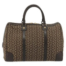CELINE C Macadam Canvas Boston Bag Brown Gold Auth gh2216A-2