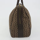 CELINE C Macadam Canvas Boston Bag Brown Gold Auth gh2216A-3