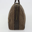 CELINE C Macadam Canvas Boston Bag Brown Gold Auth gh2216A-4