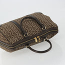 CELINE C Macadam Canvas Boston Bag Brown Gold Auth gh2216A-6