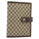GUCCI GG Supreme Book Cover Day PVC Beige Gold Auth gh2217-1