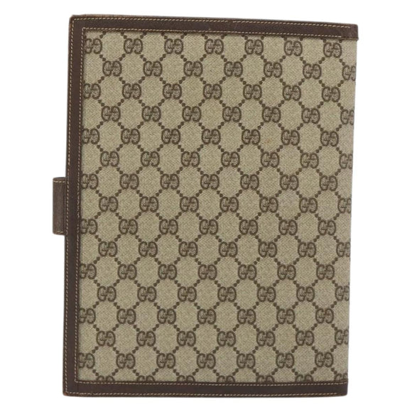 GUCCI GG Supreme Book Cover Day PVC Beige Gold Auth gh2217