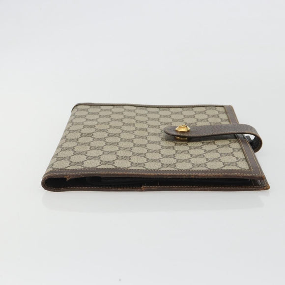 GUCCI GG Supreme Book Cover Day PVC Beige Gold Auth gh2217
