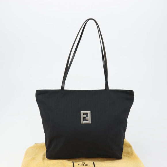 FENDI Zucca Canvas Mamma Baguette Tote Bag Brown Black Auth gh2218A