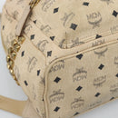 MCM Vicetos Logogram Backpack PVC Beige Gold Auth gh2219-13