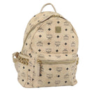 MCM Vicetos Logogram Backpack PVC Beige Gold Auth gh2219-1