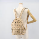MCM Vicetos Logogram Backpack PVC Beige Gold Auth gh2219-25