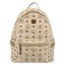 MCM Vicetos Logogram Backpack PVC Beige Gold Auth gh2219-13