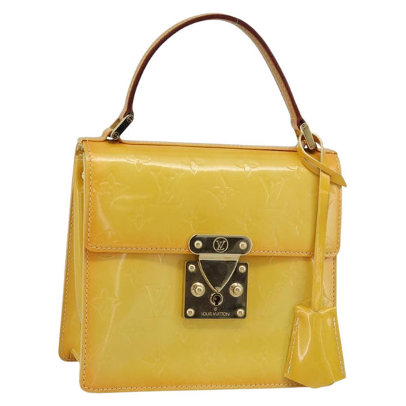 LOUIS VUITTON Monogram Vernis Spring Street Bag Lime Yellow M91068 Auth gh2220A