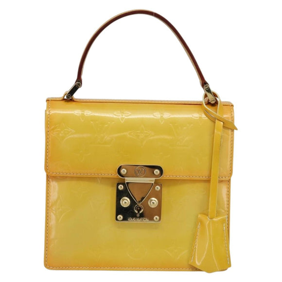 LOUIS VUITTON Monogram Vernis Spring Street Bag Lime Yellow M91068 Auth gh2220A