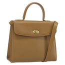 Coach Hand Bag Leather 2way Brown Gold Auth gh2221-1