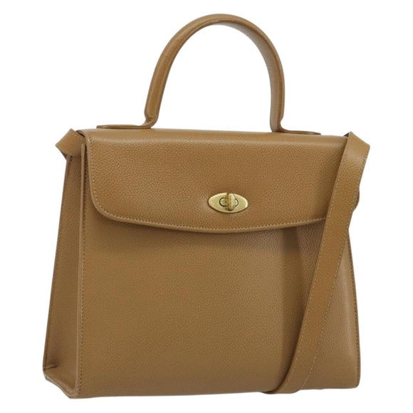 Coach Hand Bag Leather 2way Brown Gold Auth gh2221