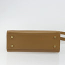Coach Hand Bag Leather 2way Brown Gold Auth gh2221-5