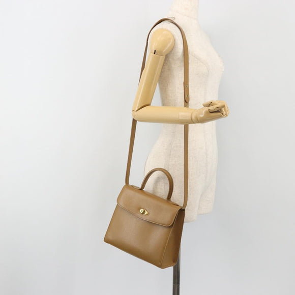 Coach Hand Bag Leather 2way Brown Gold Auth gh2221