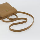 Coach Hand Bag Leather 2way Brown Gold Auth gh2221-8