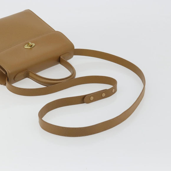 Coach Hand Bag Leather 2way Brown Gold Auth gh2221