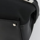 Salvatore Ferragamo Hand Bag Canvas Black Silver Auth gh2223-9