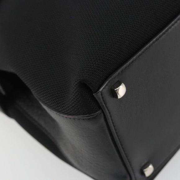 Salvatore Ferragamo Hand Bag Canvas Black Silver Auth gh2223