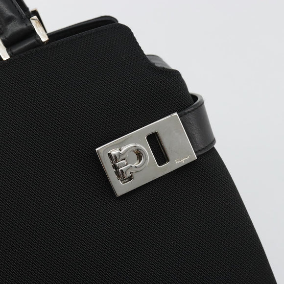 Salvatore Ferragamo Hand Bag Canvas Black Silver Auth gh2223