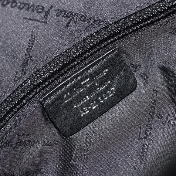 Salvatore Ferragamo Hand Bag Canvas Black Silver Auth gh2223