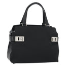 Salvatore Ferragamo Hand Bag Canvas Black Silver Auth gh2223-1