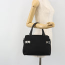 Salvatore Ferragamo Hand Bag Canvas Black Silver Auth gh2223-22