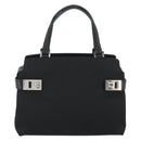 Salvatore Ferragamo Hand Bag Canvas Black Silver Auth gh2223-13