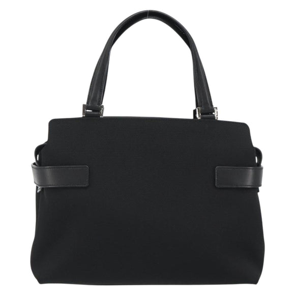 Salvatore Ferragamo Hand Bag Canvas Black Silver Auth gh2223