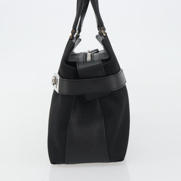 Salvatore Ferragamo Hand Bag Canvas Black Silver Auth gh2223