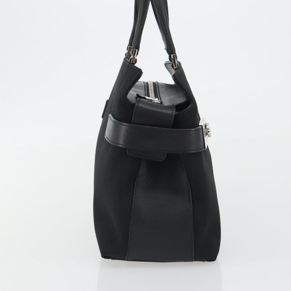 Salvatore Ferragamo Hand Bag Canvas Black Silver Auth gh2223