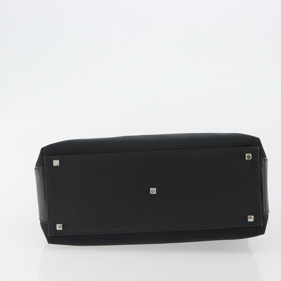 Salvatore Ferragamo Hand Bag Canvas Black Silver Auth gh2223