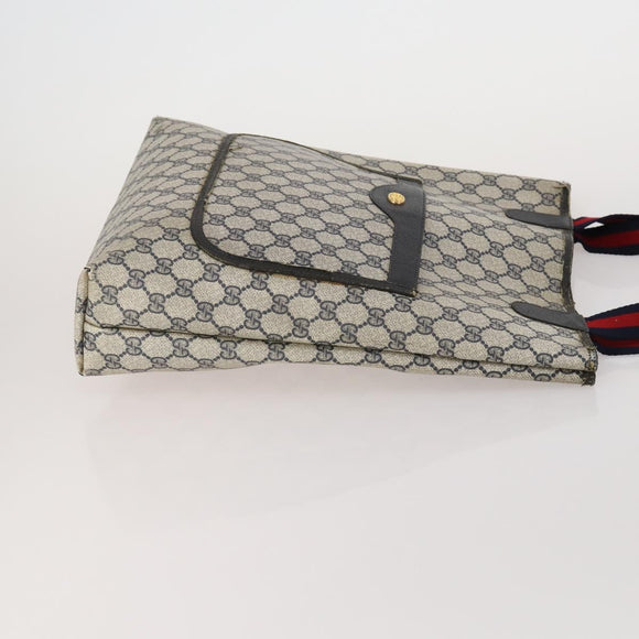 GUCCI GG Supreme Sherry Line Shoulder Bag PVC 2 Set Beige Navy Auth gh2228