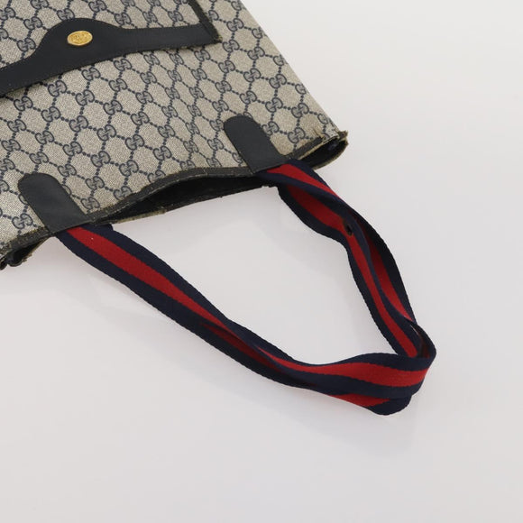 GUCCI GG Supreme Sherry Line Shoulder Bag PVC 2 Set Beige Navy Auth gh2228