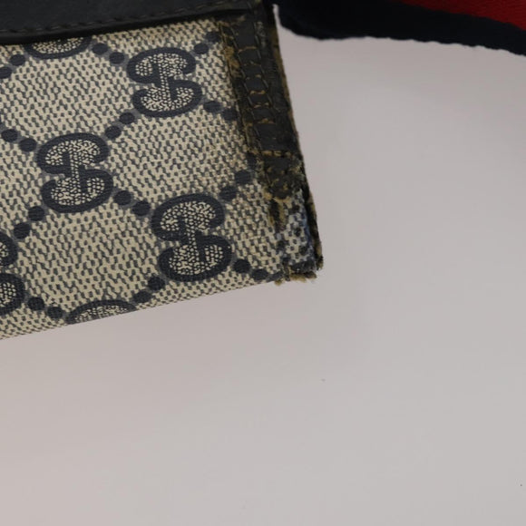 GUCCI GG Supreme Sherry Line Shoulder Bag PVC 2 Set Beige Navy Auth gh2228