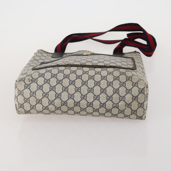 GUCCI GG Supreme Sherry Line Shoulder Bag PVC 2 Set Beige Navy Auth gh2228